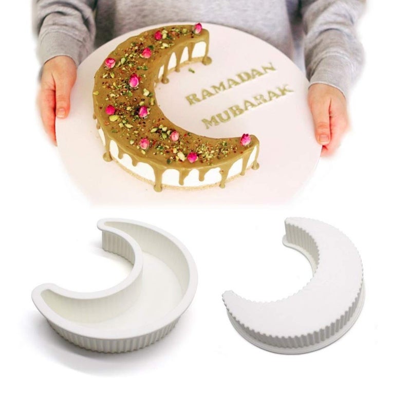 EchoDone Crescent Moon Shape Silicone Cake Pan, Moonlight Sonata Mousse Cake Bread Pizza Baking Mold Kitchen Bakeware Tools - Image 1